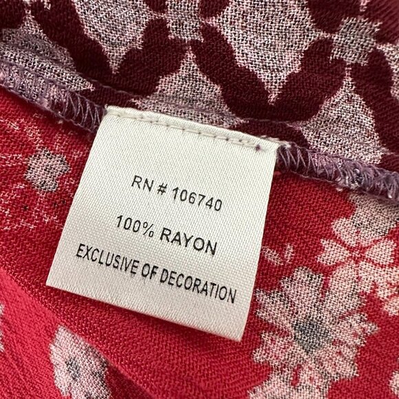 North Style Tunic Top Floral Patchwork 2X Boho Hippie Purple Red - Picture 8 of 9